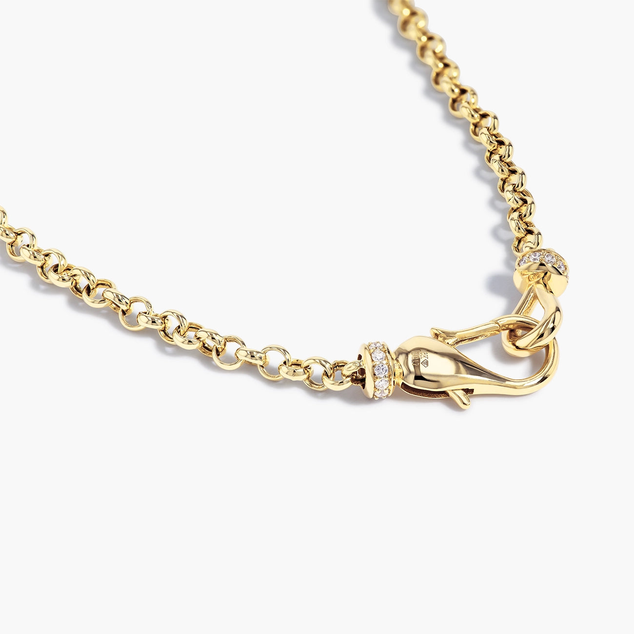 0.17 Carat Diamond Chain Necklace in 18K Yellow Gold, side view