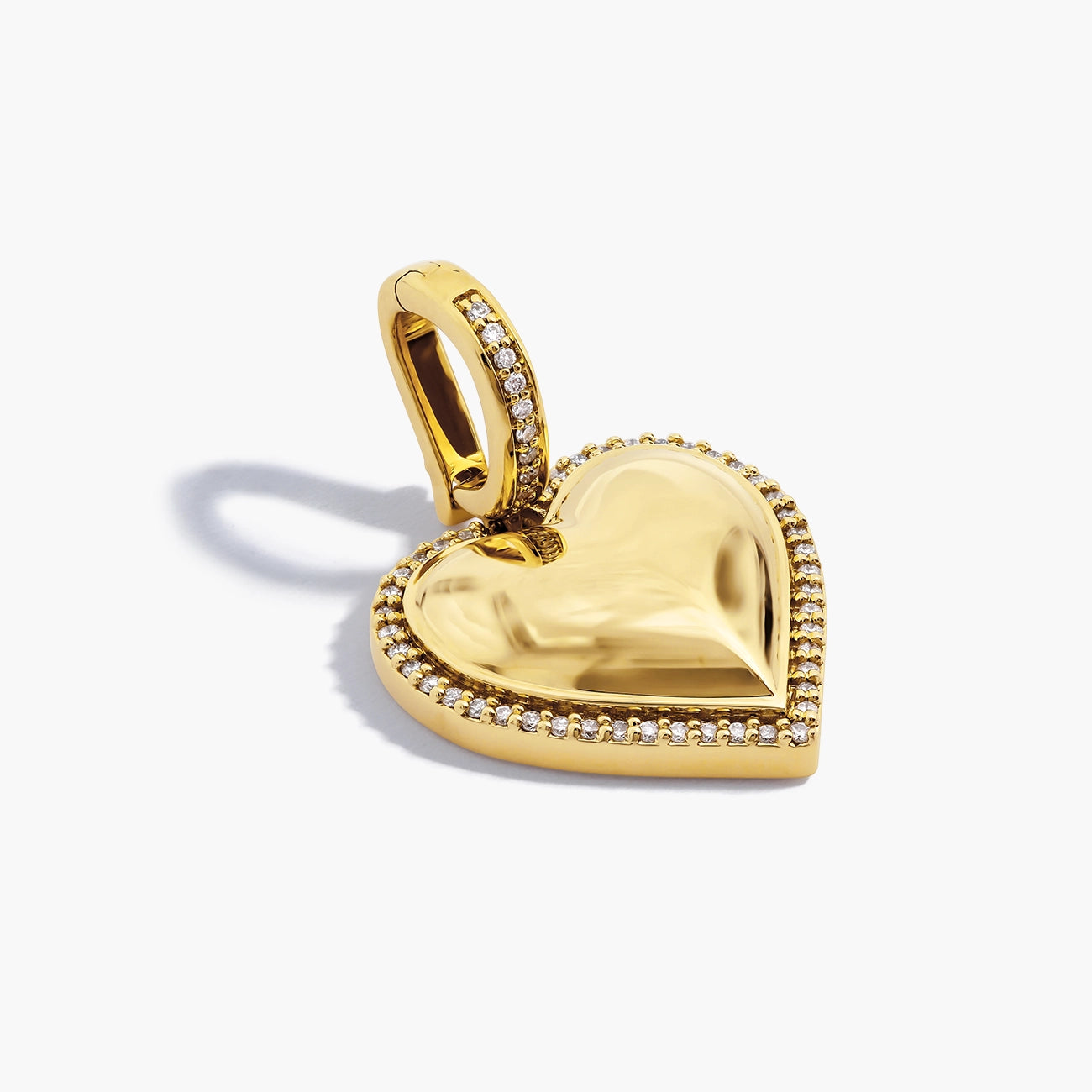 0.17 Carat Diamond Edge Heart Pendant in 14K Yellow Gold side view