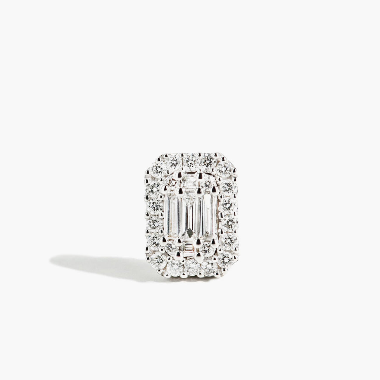 .37 Carat Emerald Cut Illusion Diamond Studs in 14k White Gold