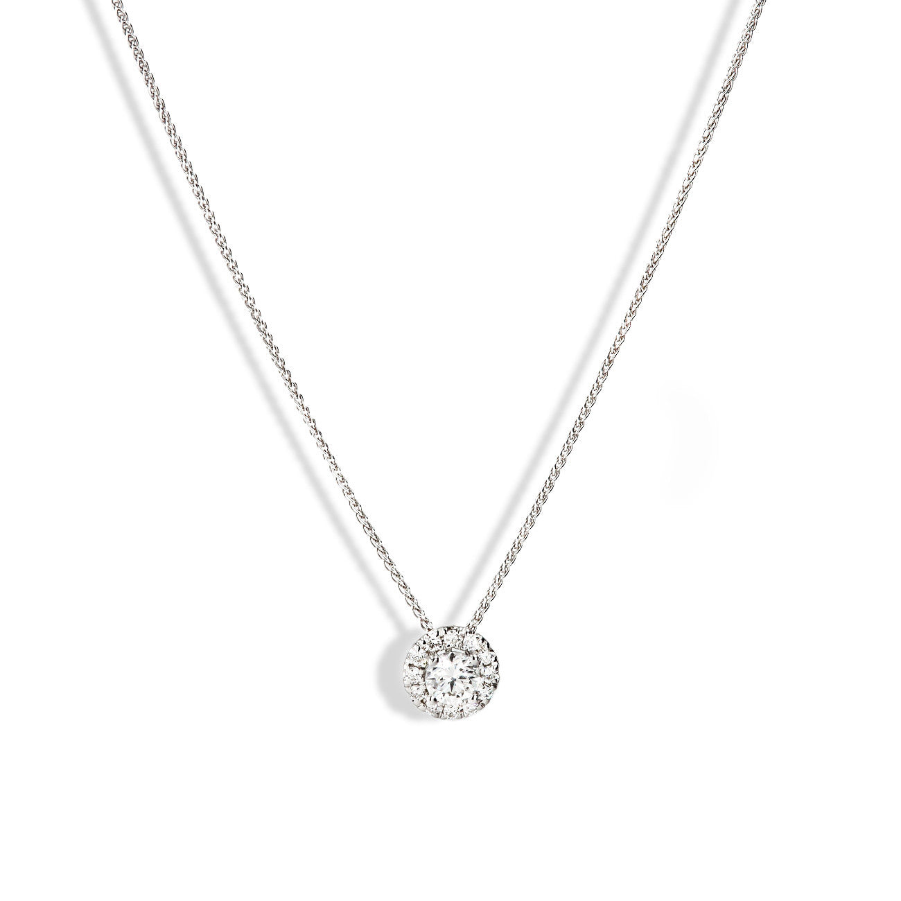.30 Carat Round Illusion Diamond Necklace in 14k White Gold