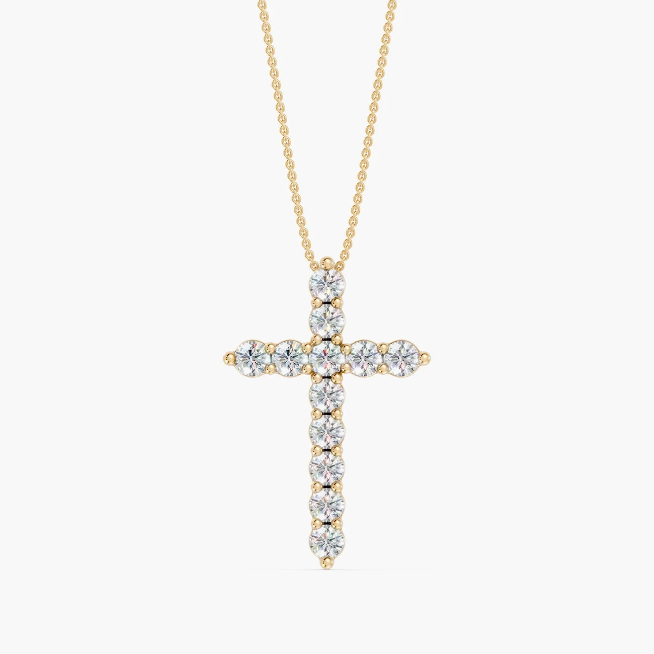 14K Gold 0.75 Carat Lab Grown Diamond Cross Necklace