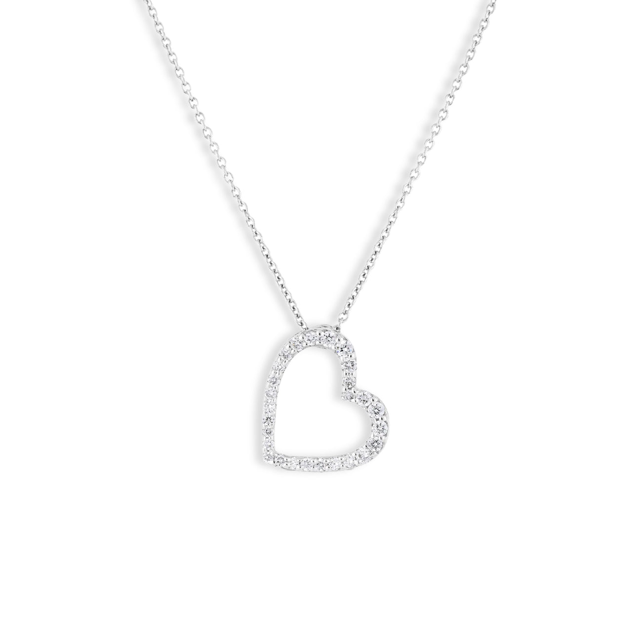 Roberto Coin Tiny Treasure Diamond Open Heart Necklace