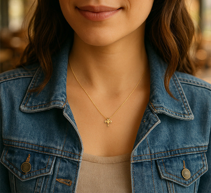Roberto Coin Tiny Treasures Yellow Gold Fleur De Lis Pendant Necklace