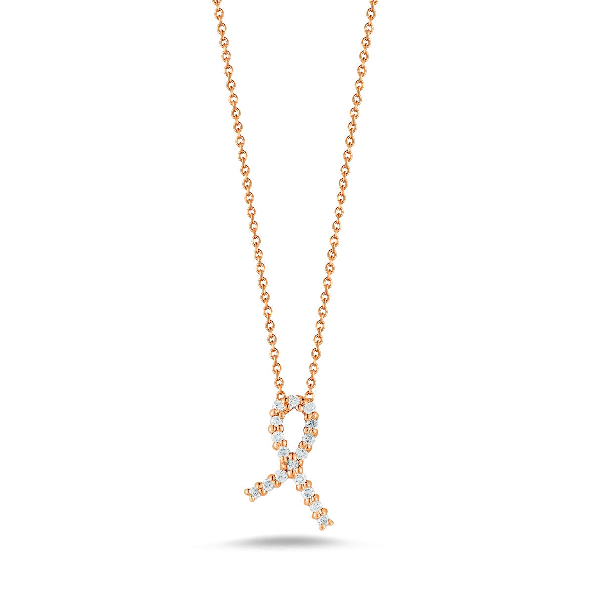 Roberto Coin Tiny Treasures Rose Gold Diamond Hope Pendant Necklace