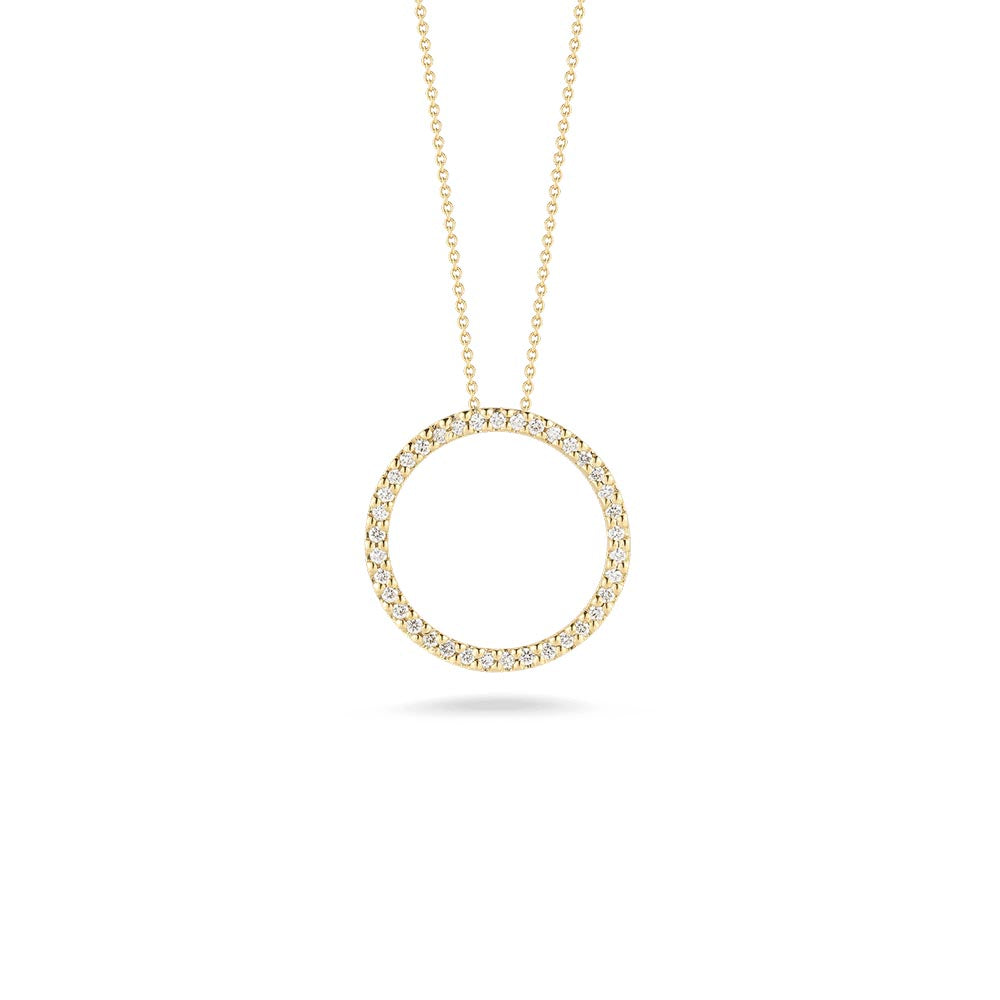 Roberto Coin Tiny Treasures Diamond Circle Necklace in Yellow Gold