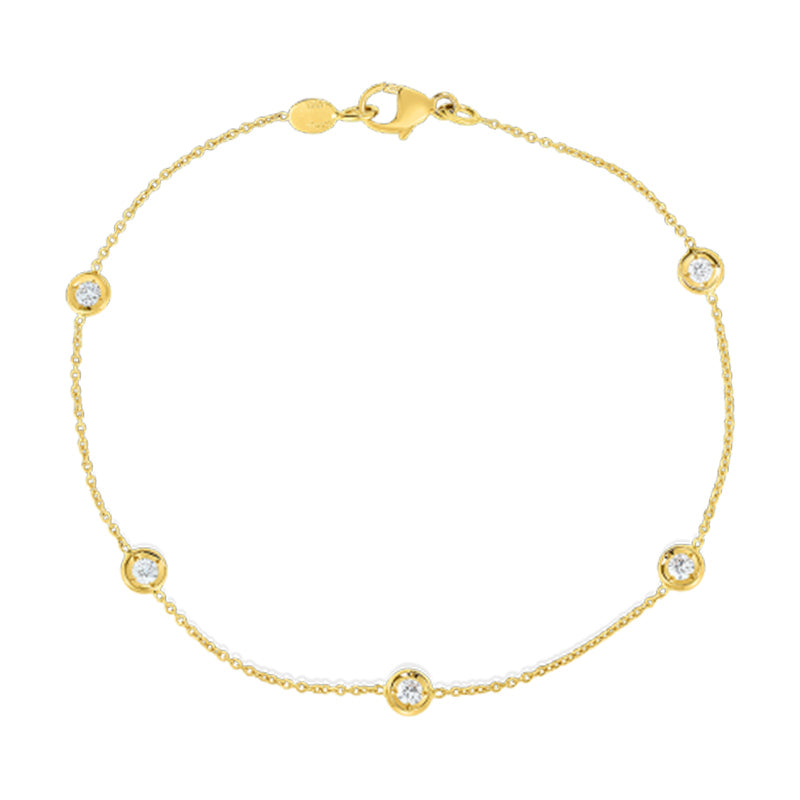Roberto Coin Diamonds By The Inch Yellow Gold 5 Station Bracelet