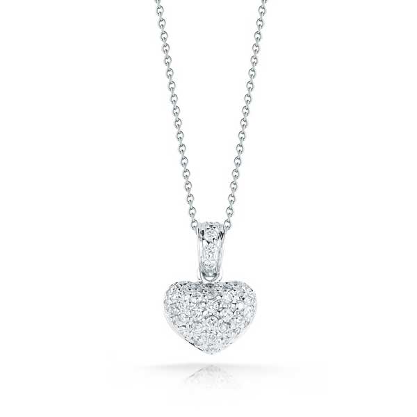 Roberto Coin Tiny Treasures Diamond Puffed Heart Necklace