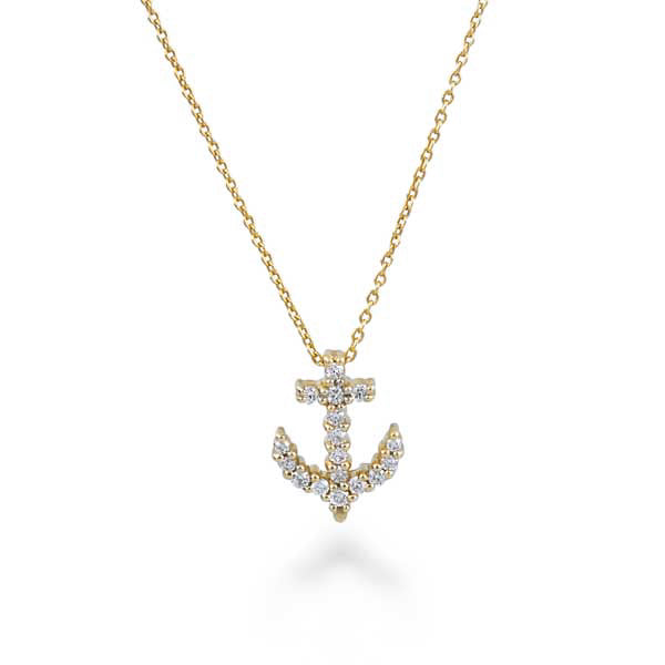 Roberto Coin Yellow Gold Diamond Anchor Pendant