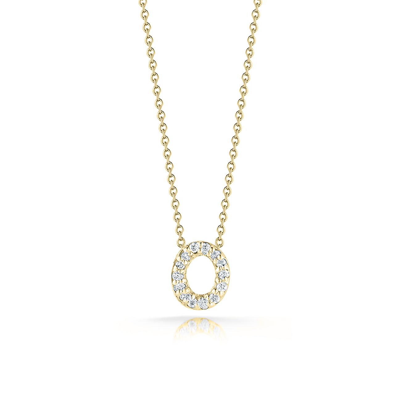 Roberto Coin Tiny Treasures Diamond Initial Necklace in Yellow Gold - O