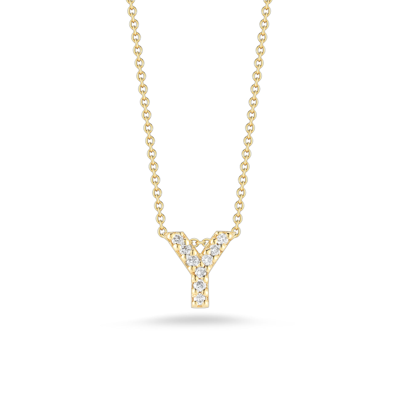 Roberto Coin Tiny Treasures Diamond Initial Necklace in Yellow Gold - Y