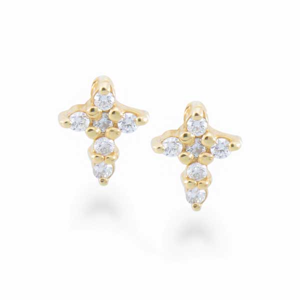 Roberto Coin Tiny Treasures Diamond Cross Stud Earrings