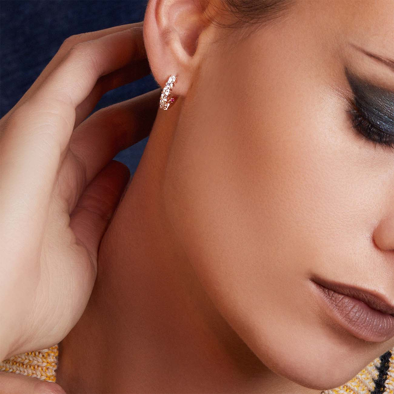 Roberto Coin Yellow Gold Diamond Huggie Earrings Hoop