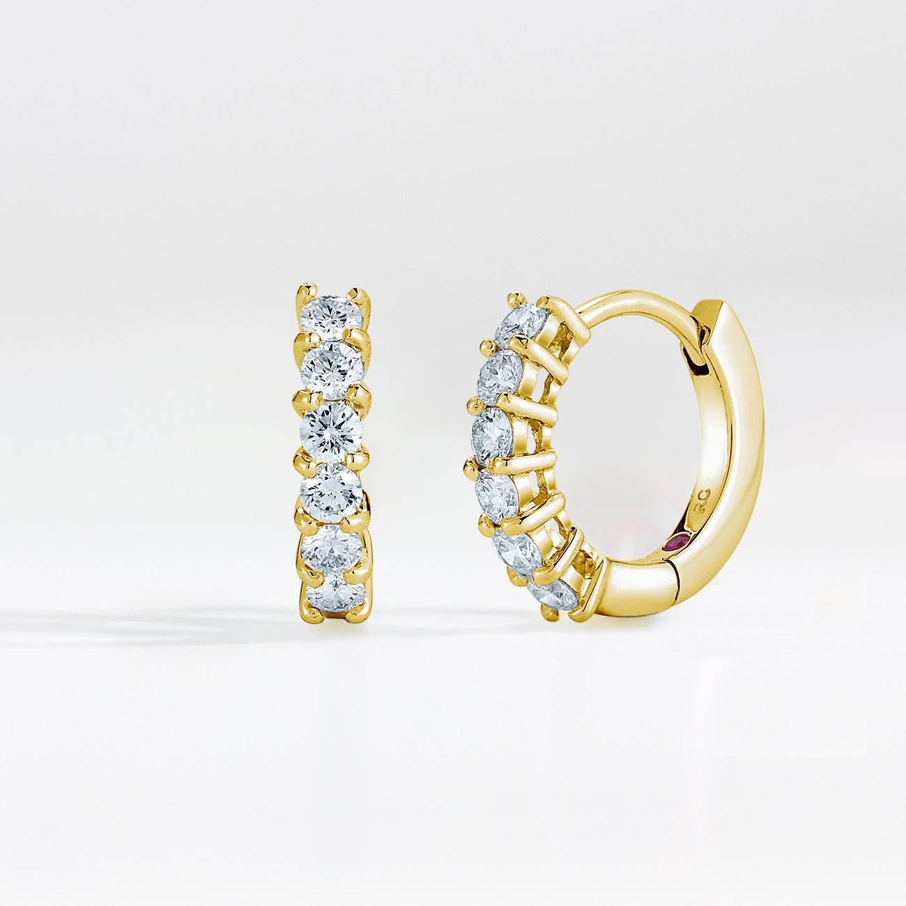 Roberto Coin Yellow Gold Diamond Huggie Earrings Hoop