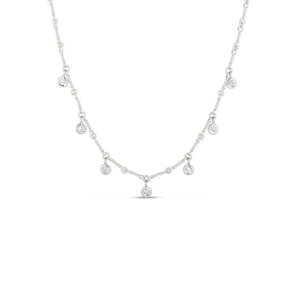 Roberto Coin DogBone White Gold Diamonds Necklace