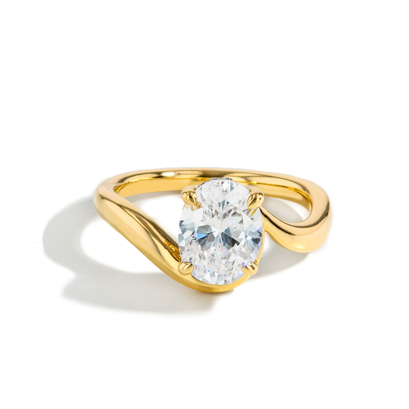 2 Carat Oval Curved Hidden Halo Engagement Ring Setting