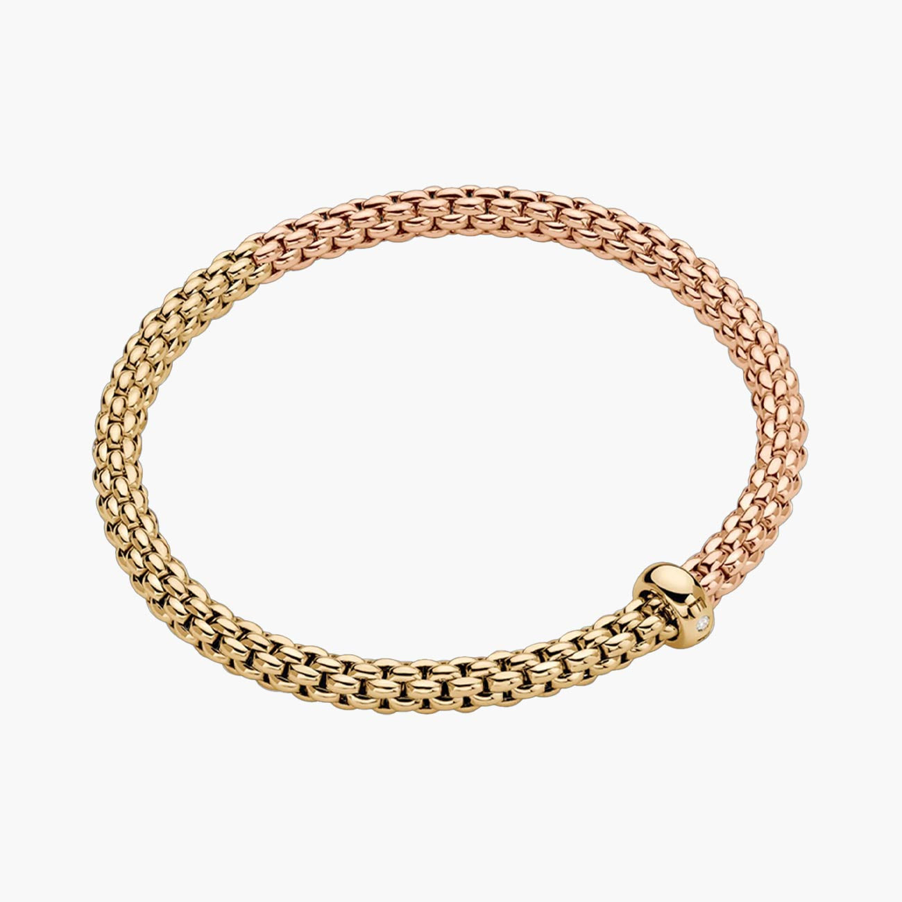 Fope Solo Flex'it 18K Yellow and Rose Gold Diamond Bracelet