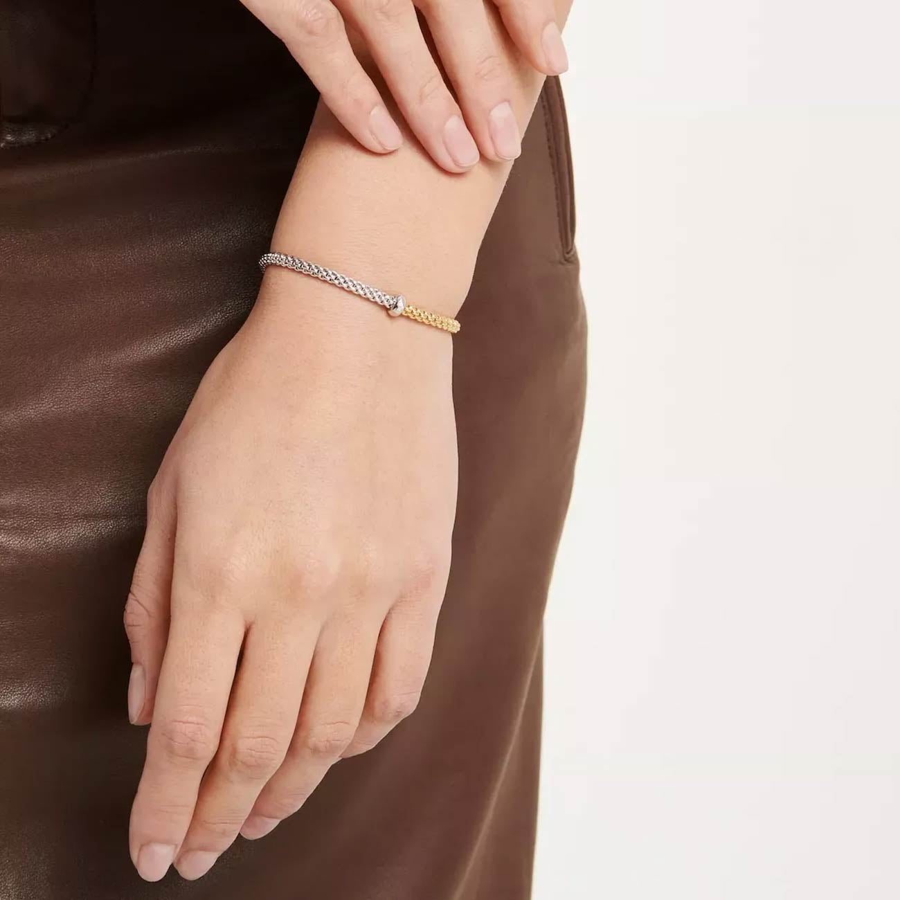 Fope Prima Flex'it 18K White and Yellow Gold Bracelet