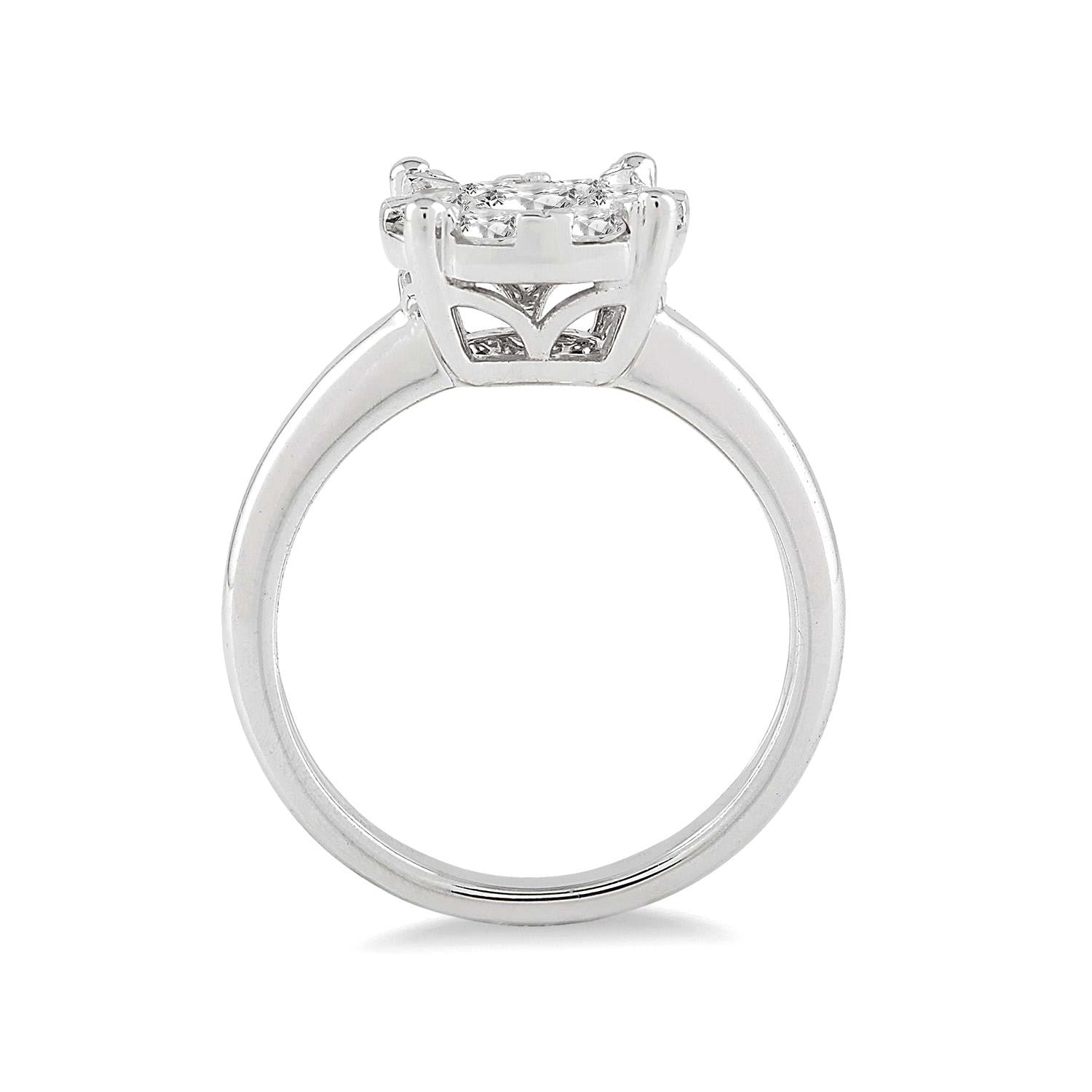 Diamond Cluster Engagement Ring 0.33ctw in 14k White Gold