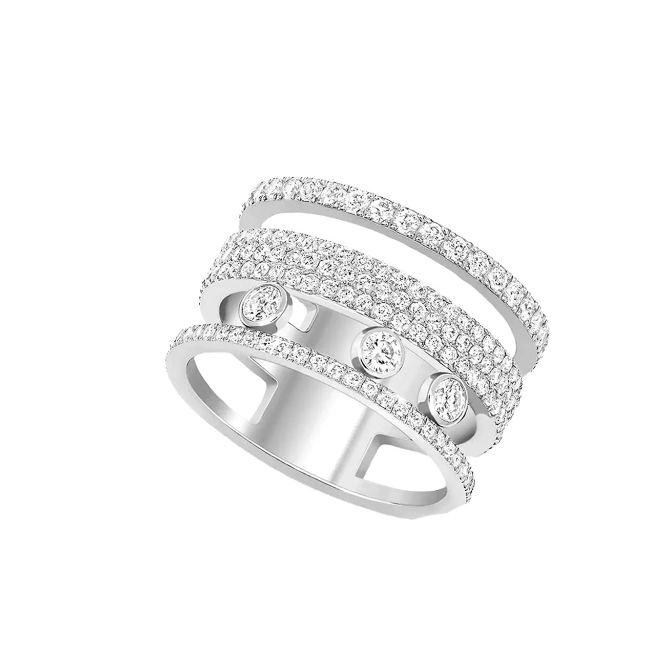 Messika Move Romane Pavé Diamond Three Row Band
