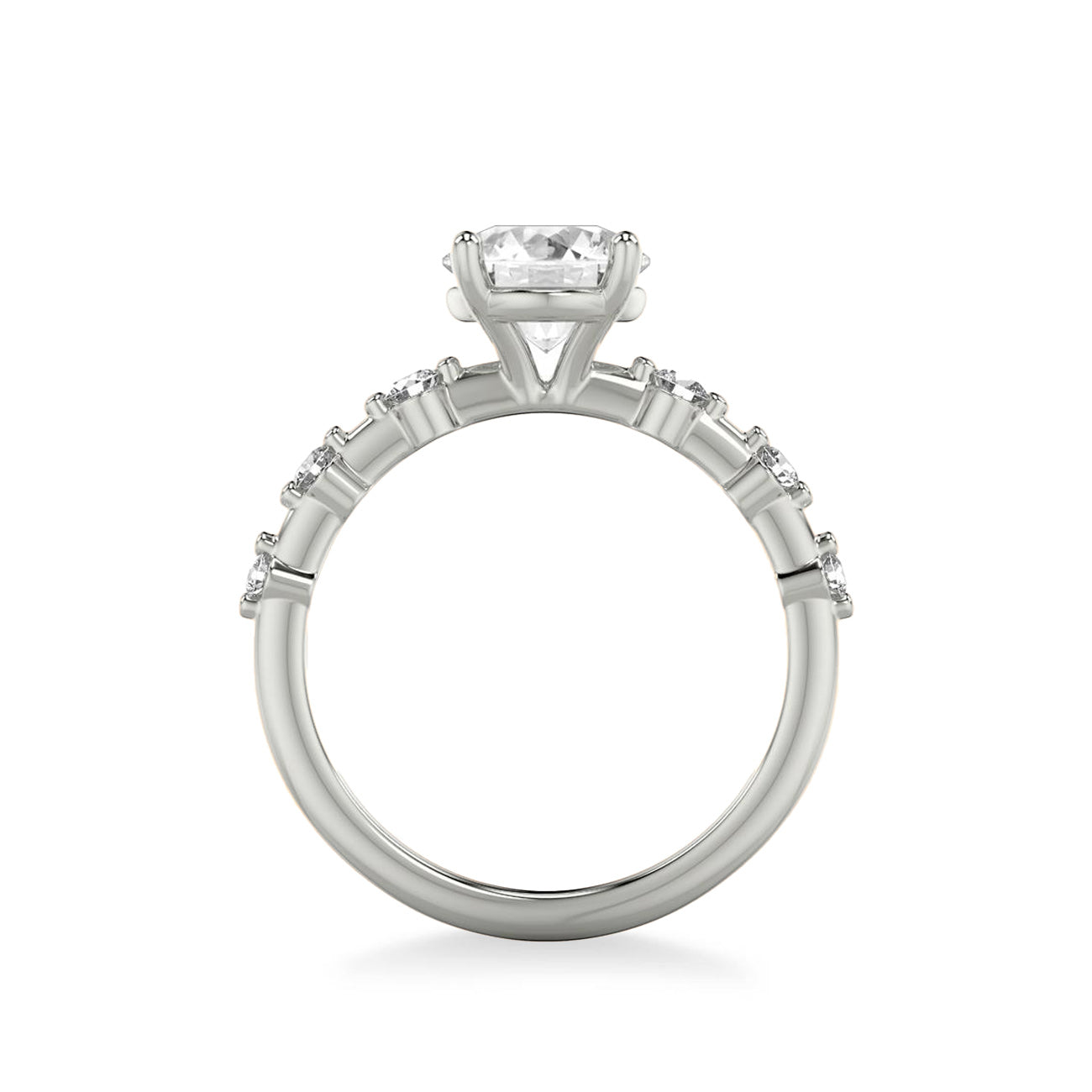 Round Diamond Station Engagement Ring Setting