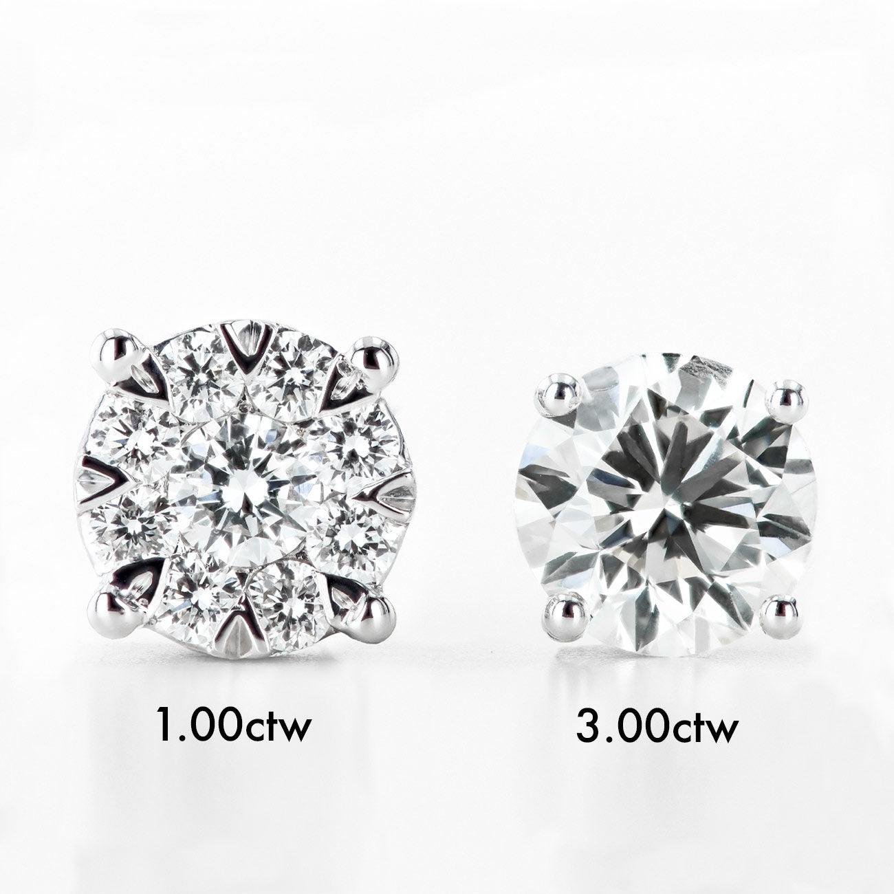 3 Carat Look Illusion Diamond Studs (1.00ctw)