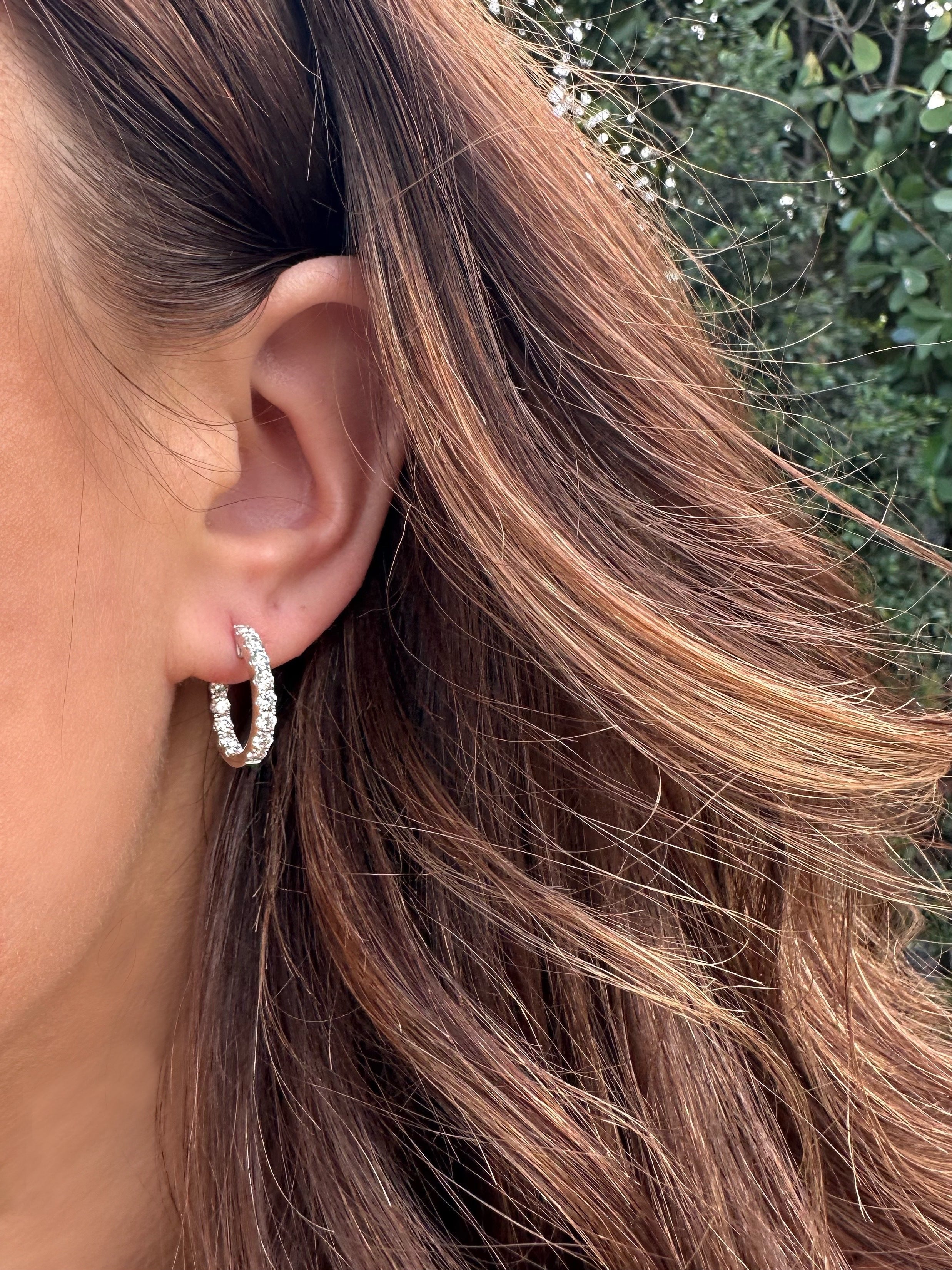 Small Oval In and Out Diamond Hoops - 0.46 CT