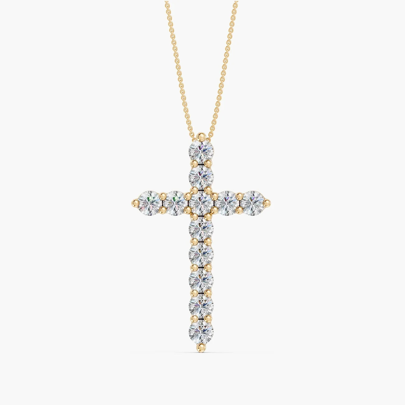 14K Gold 1.50 Carat Lab Grown Diamond Cross Necklace