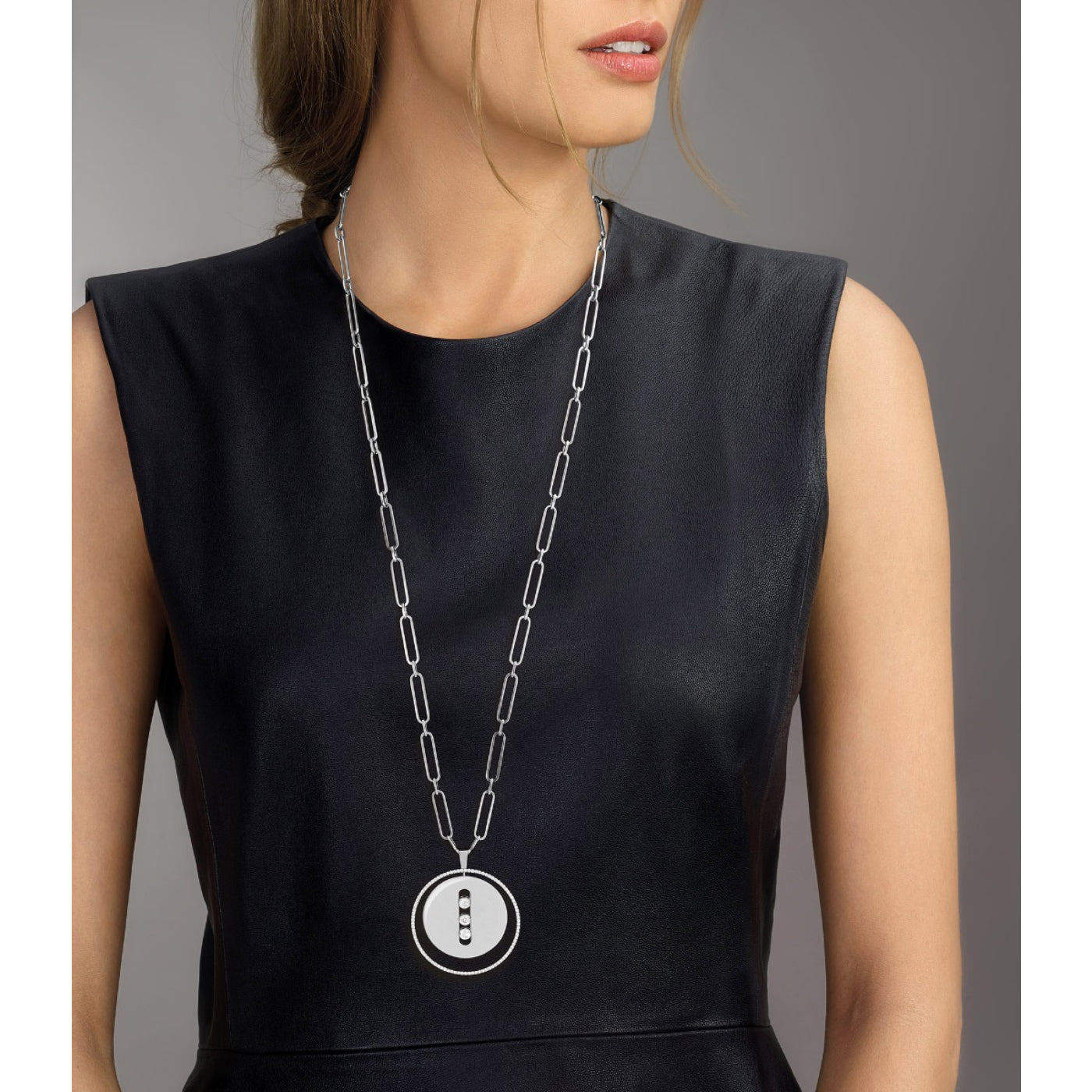 Messika Lucky Move Pavé Diamond Long Link Necklace