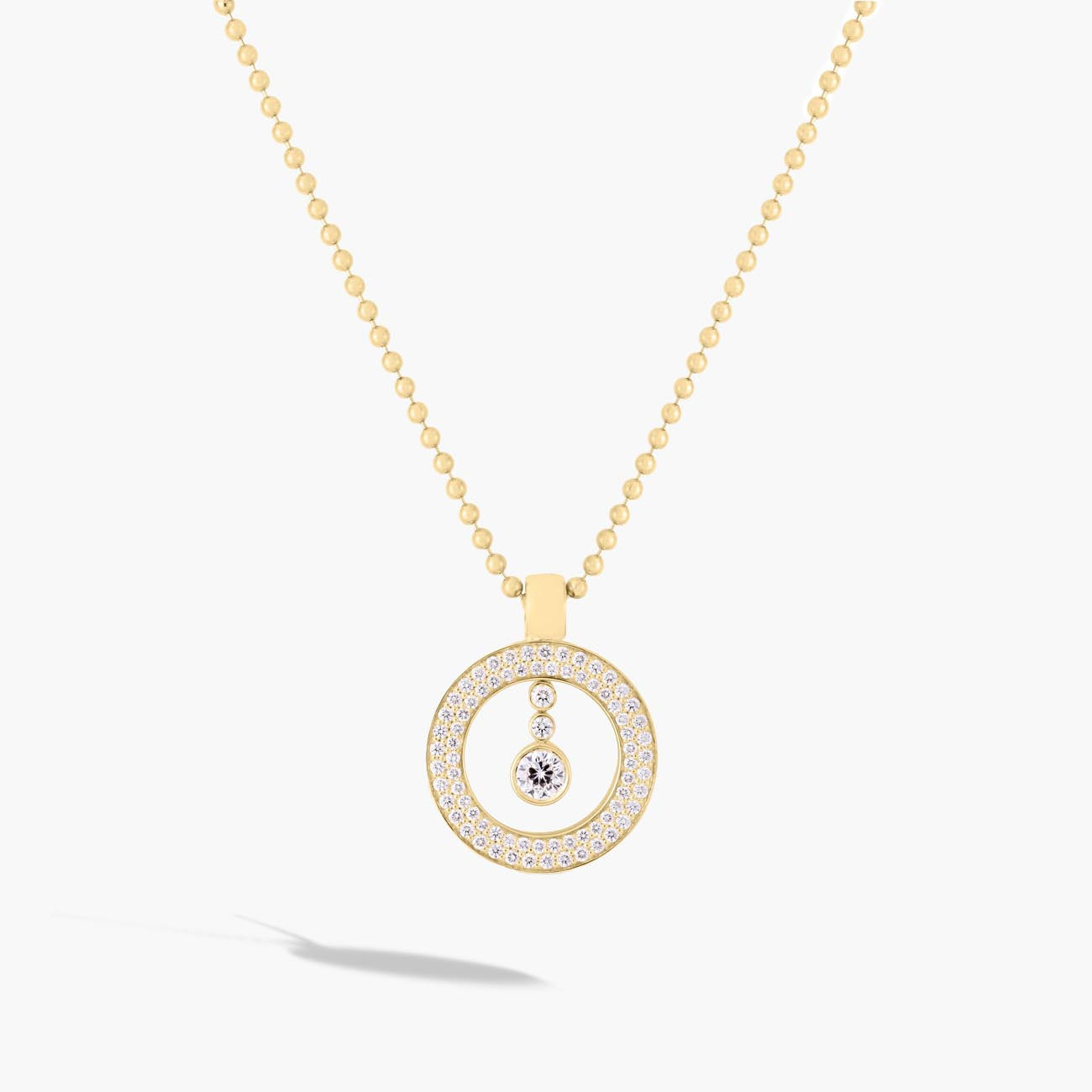 Roberto Coin Cento Yellow Gold Pave Diamond O Pendant Necklace .75ctw