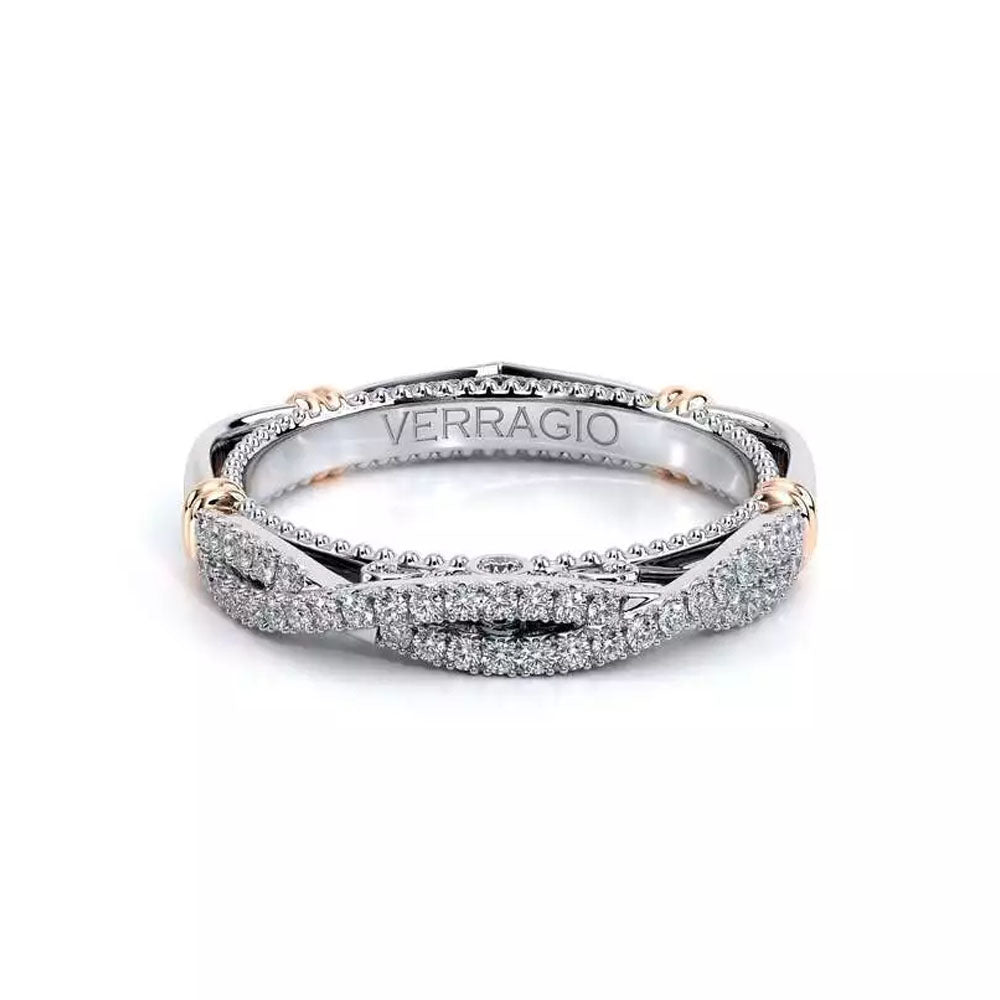 Verragio Parisian Diamond Twist & Rose Gold Accent Halfway Wedding Band
