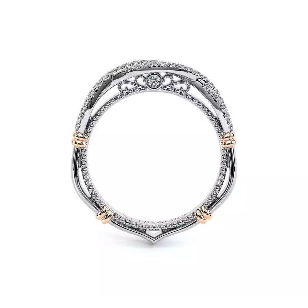 Verragio Parisian Diamond Twist & Rose Gold Accent Halfway Wedding Band