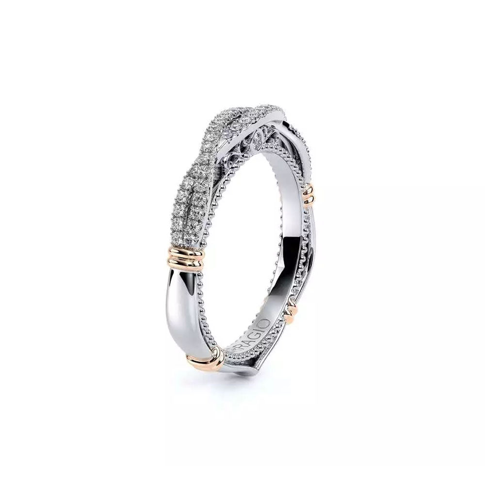 Verragio Parisian Diamond Twist & Rose Gold Accent Halfway Wedding Band