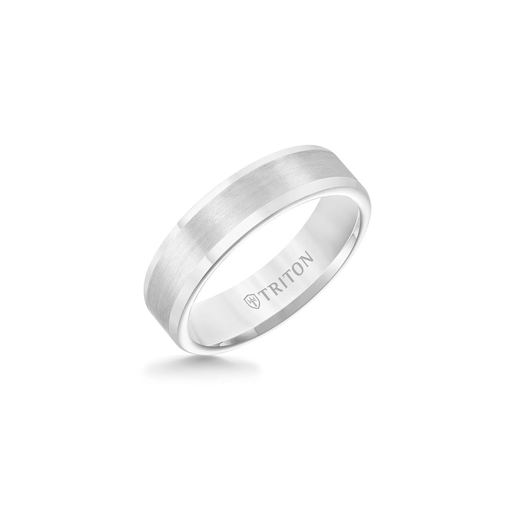 Triton 6mm White Rounded Edge Men's Wedding Band