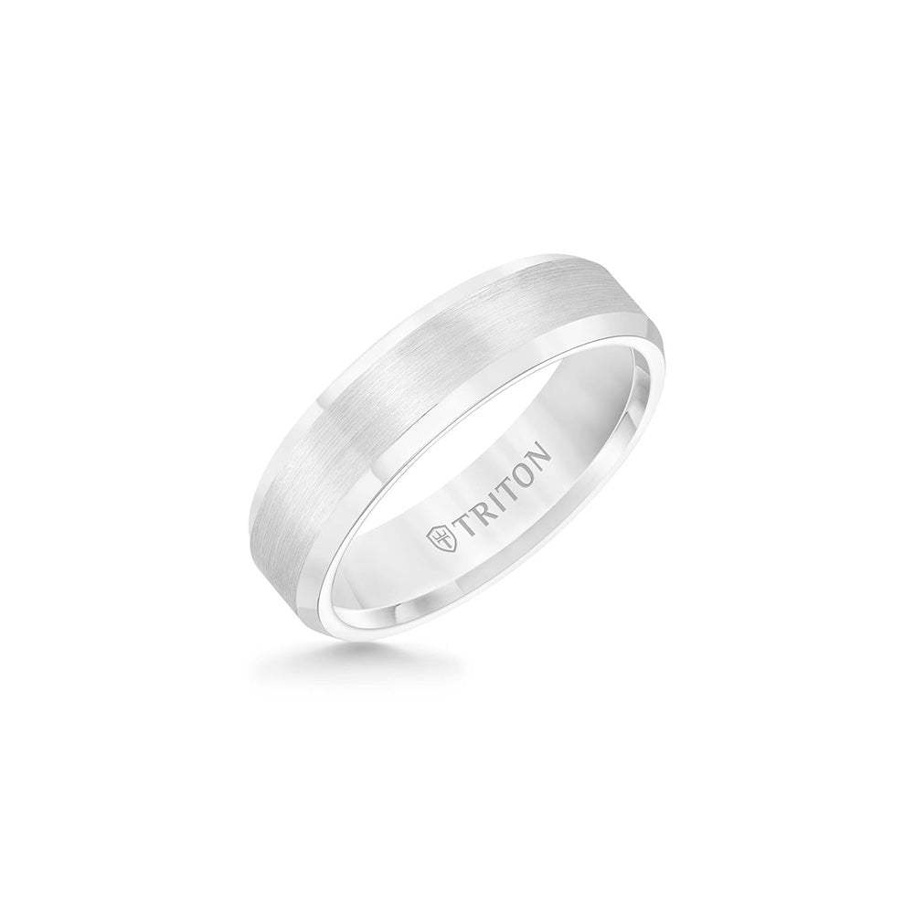 Triton 6mm White and Satin Center Men's Wedding Band