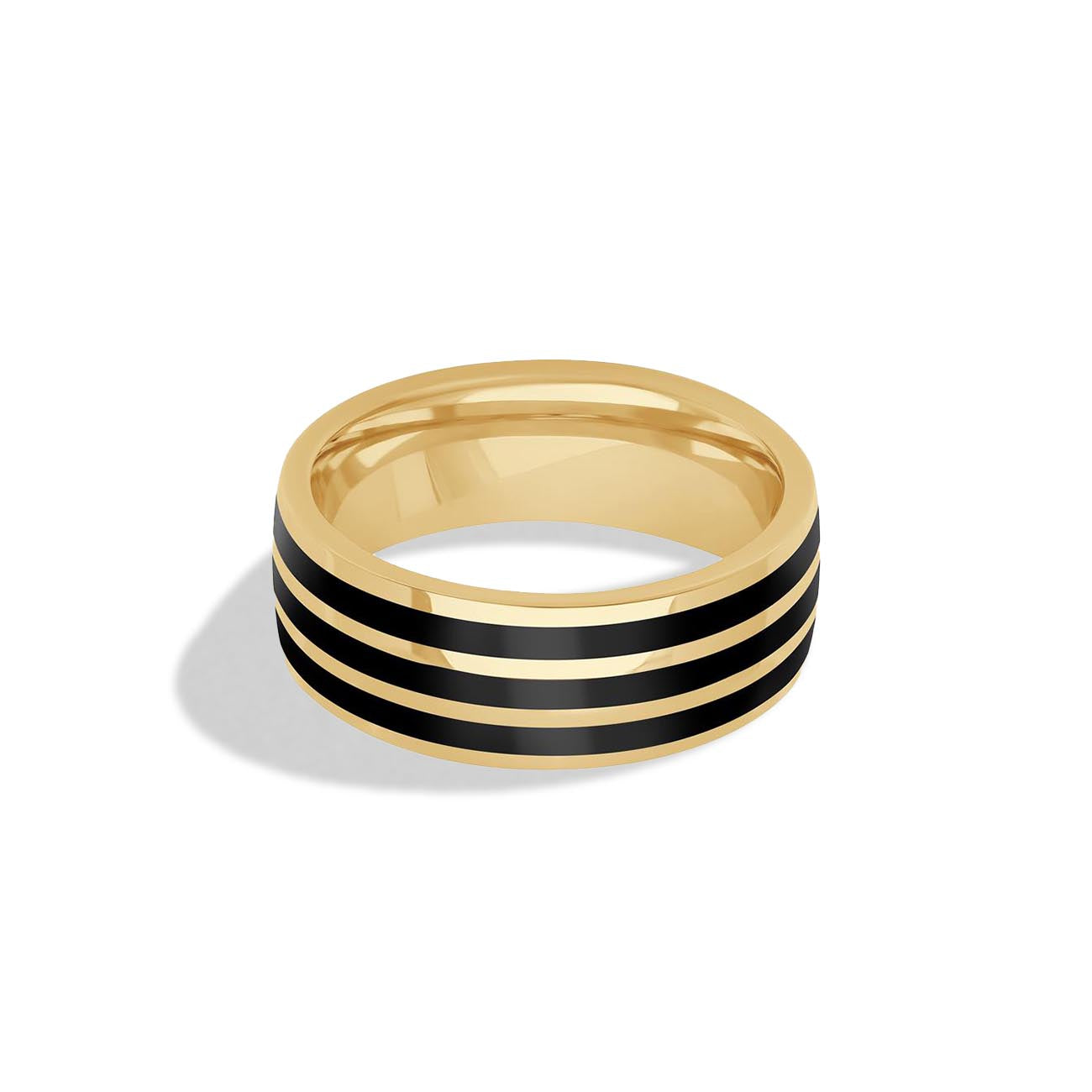 Black Ceramic and Yellow Gold Men's Wedding Band