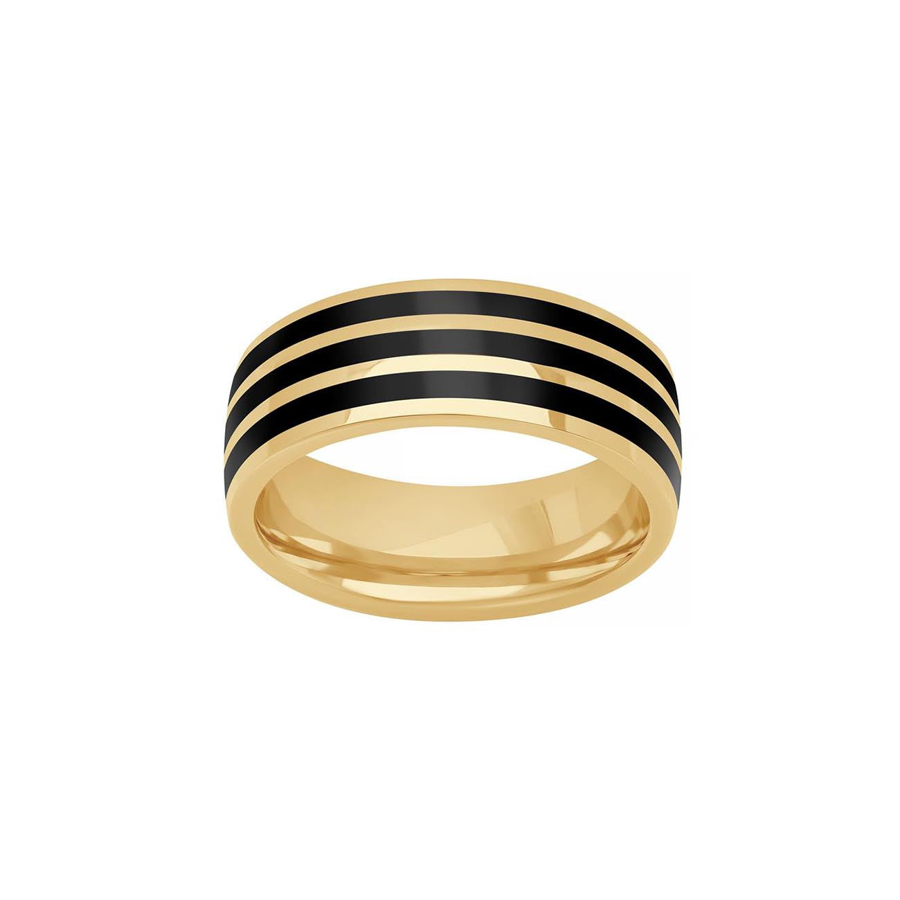 Black Ceramic and Yellow Gold Men's Wedding Band
