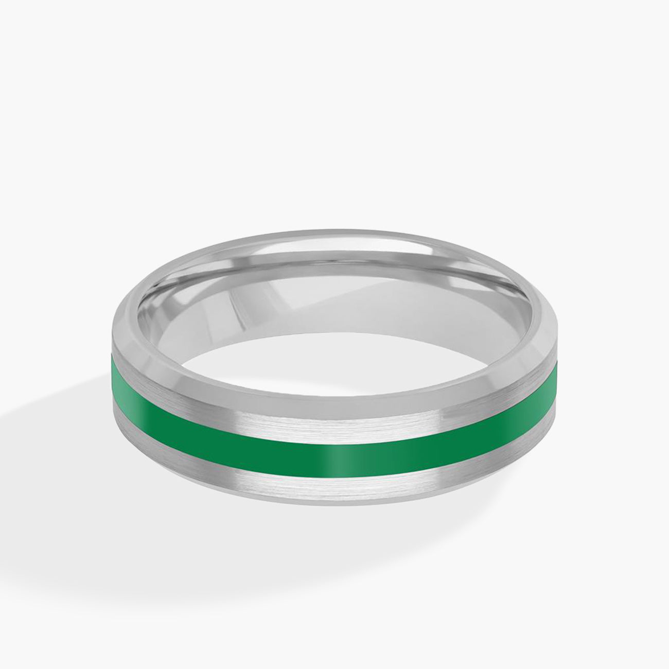 Green Ceramic 6MM Wedding Band 14K White Gold