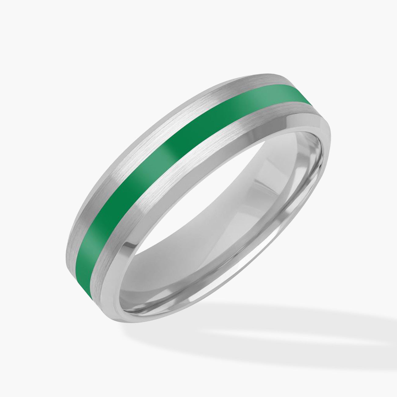 Green Ceramic 6MM Wedding Band 14K White Gold
