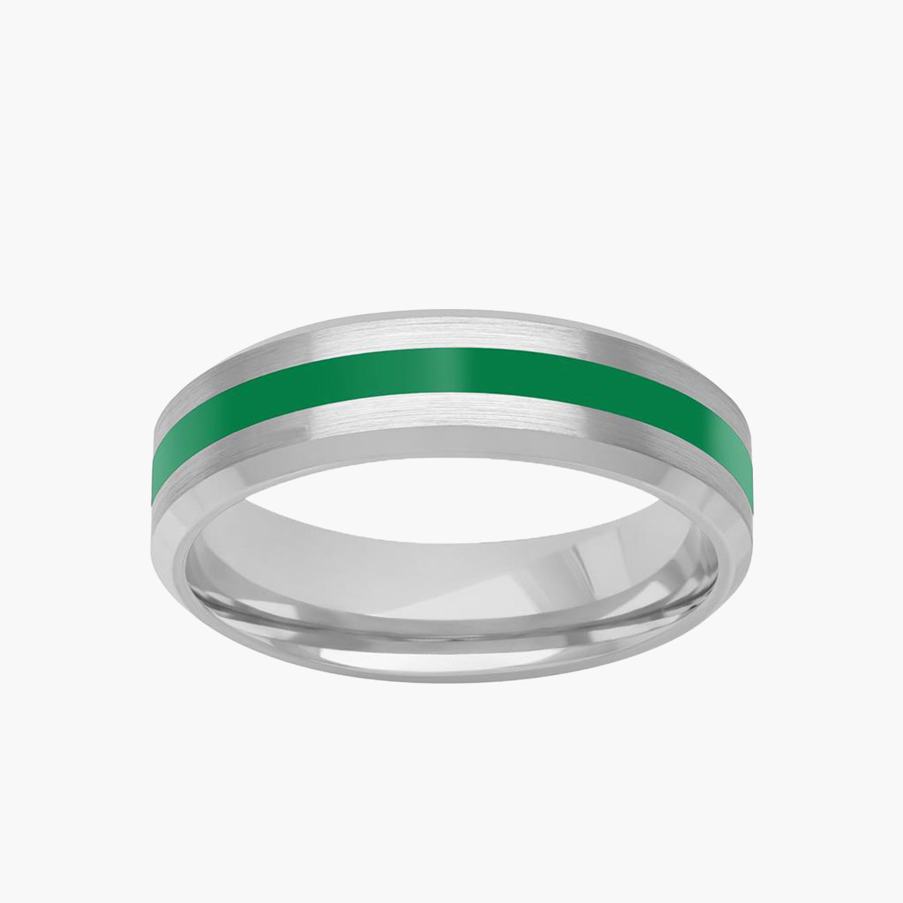 Green Ceramic 6MM Wedding Band 14K White Gold