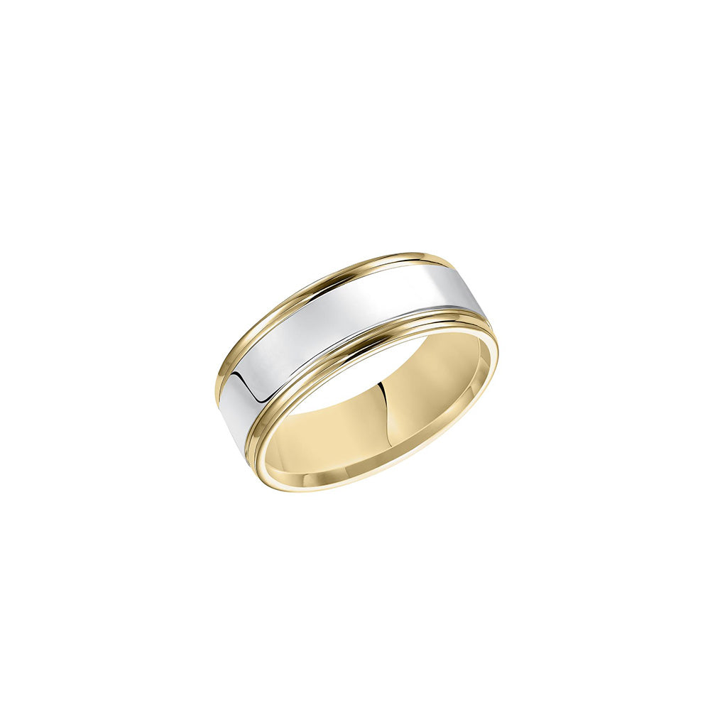 Two-Tone Carved Men's Wedding Band