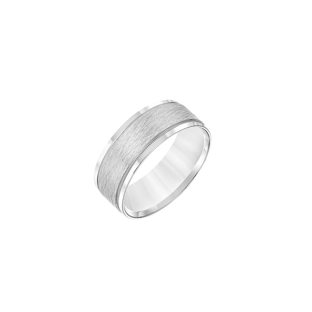 8mm Wire Finish and Milgrain Men's Wedding Band