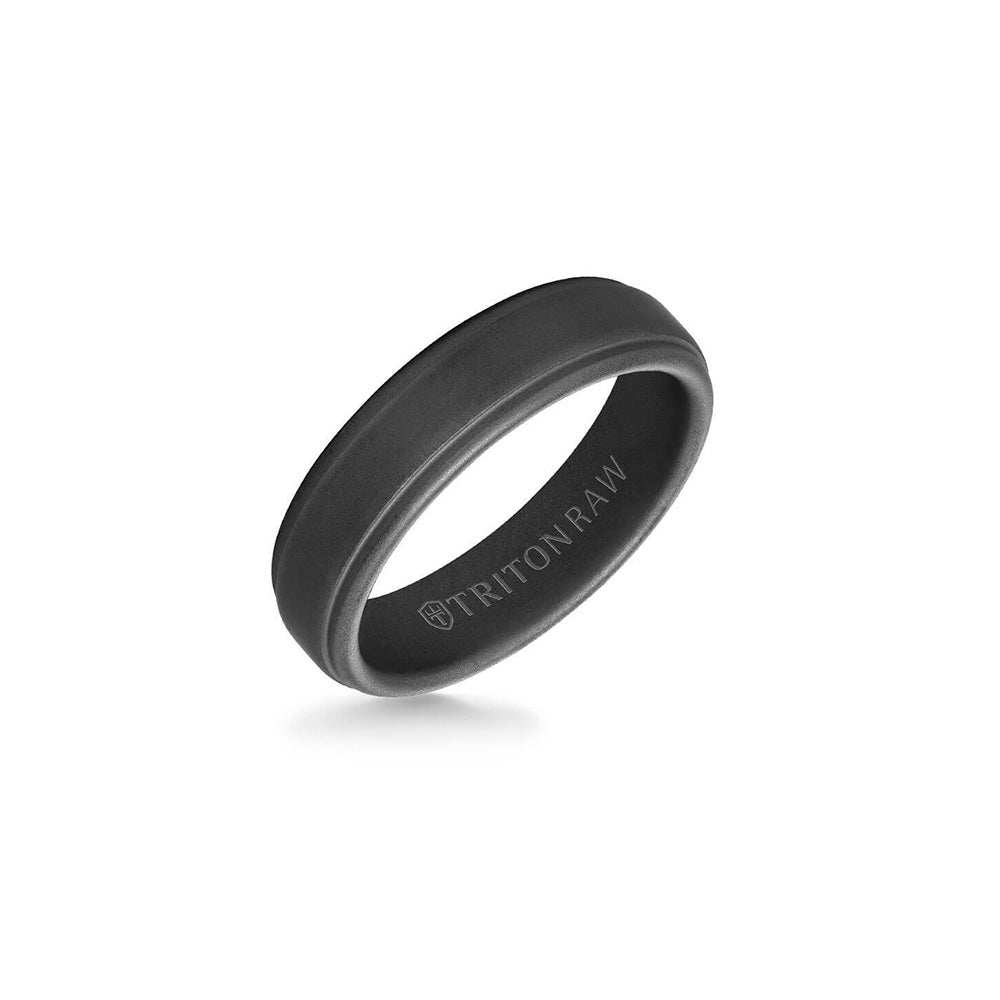 Triton 6mm Black Tungsten Step Edge Men's Wedding Band