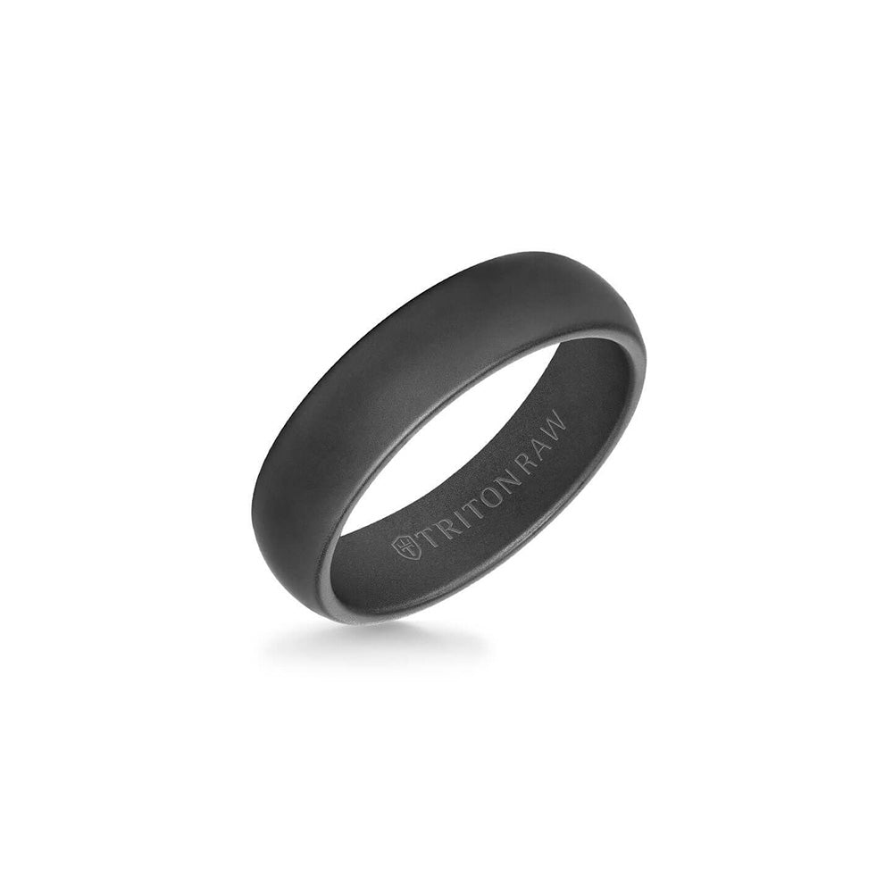 Triton 6mm Black Tungsten Rolled Edge Men's Wedding Band
