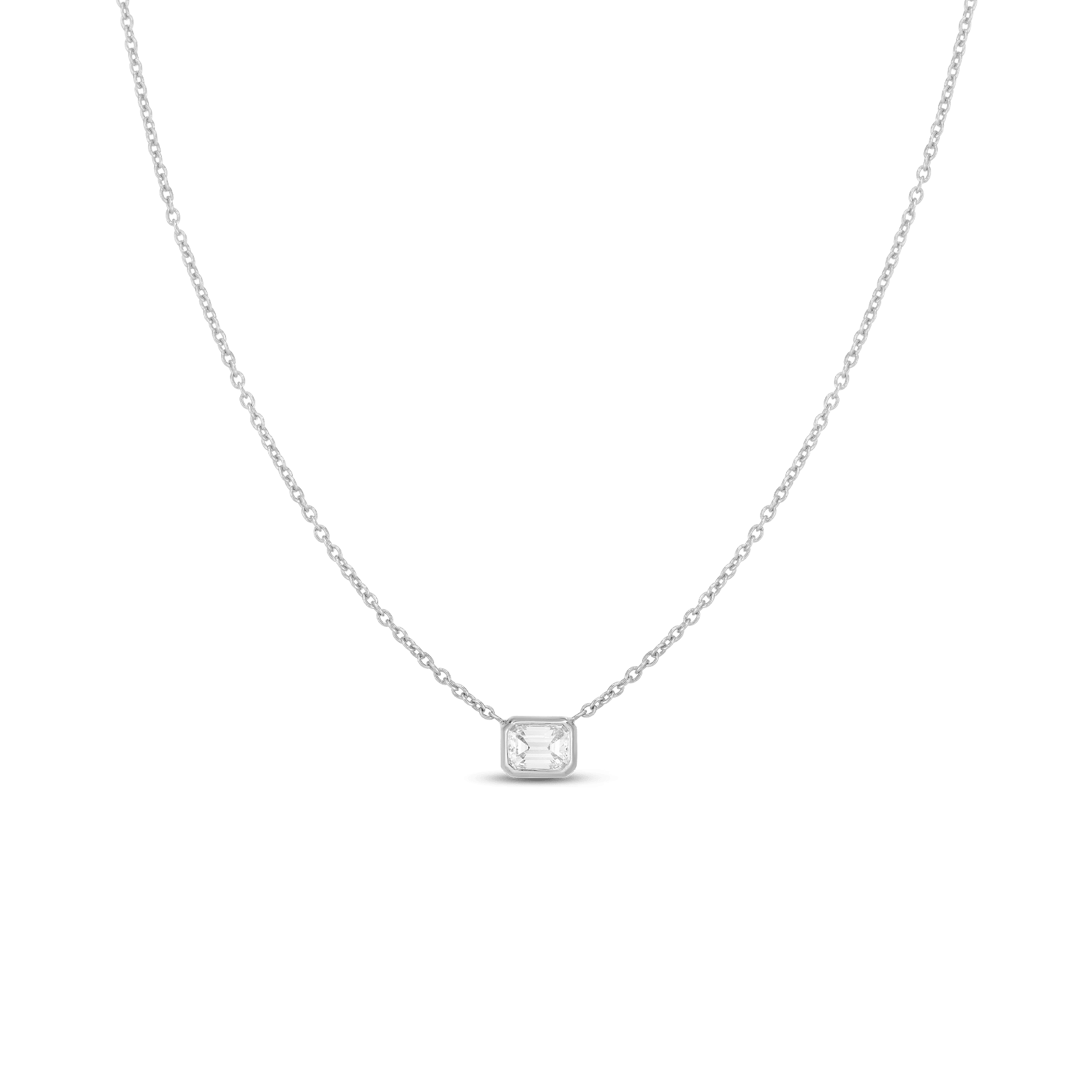 Roberto Coin East-West Emerald Cut Diamond Bezel Necklace