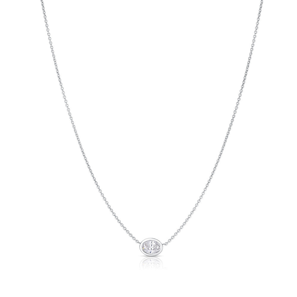 Roberto Coin Diamonds By The Inch 0.40ctw Oval Diamond Bezel Necklace