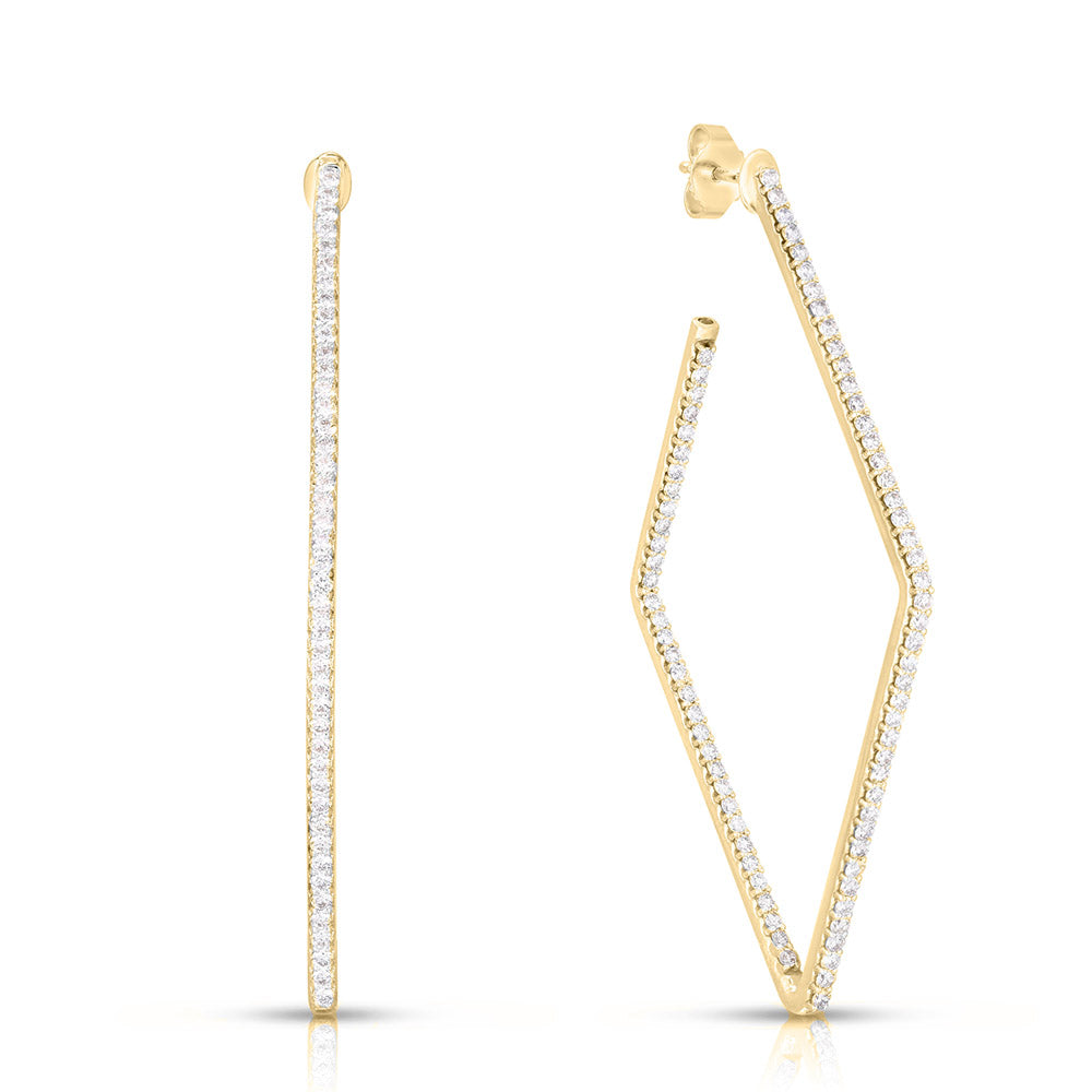 Roberto Coin White Gold Classic Diamond Square Hoop Earrings