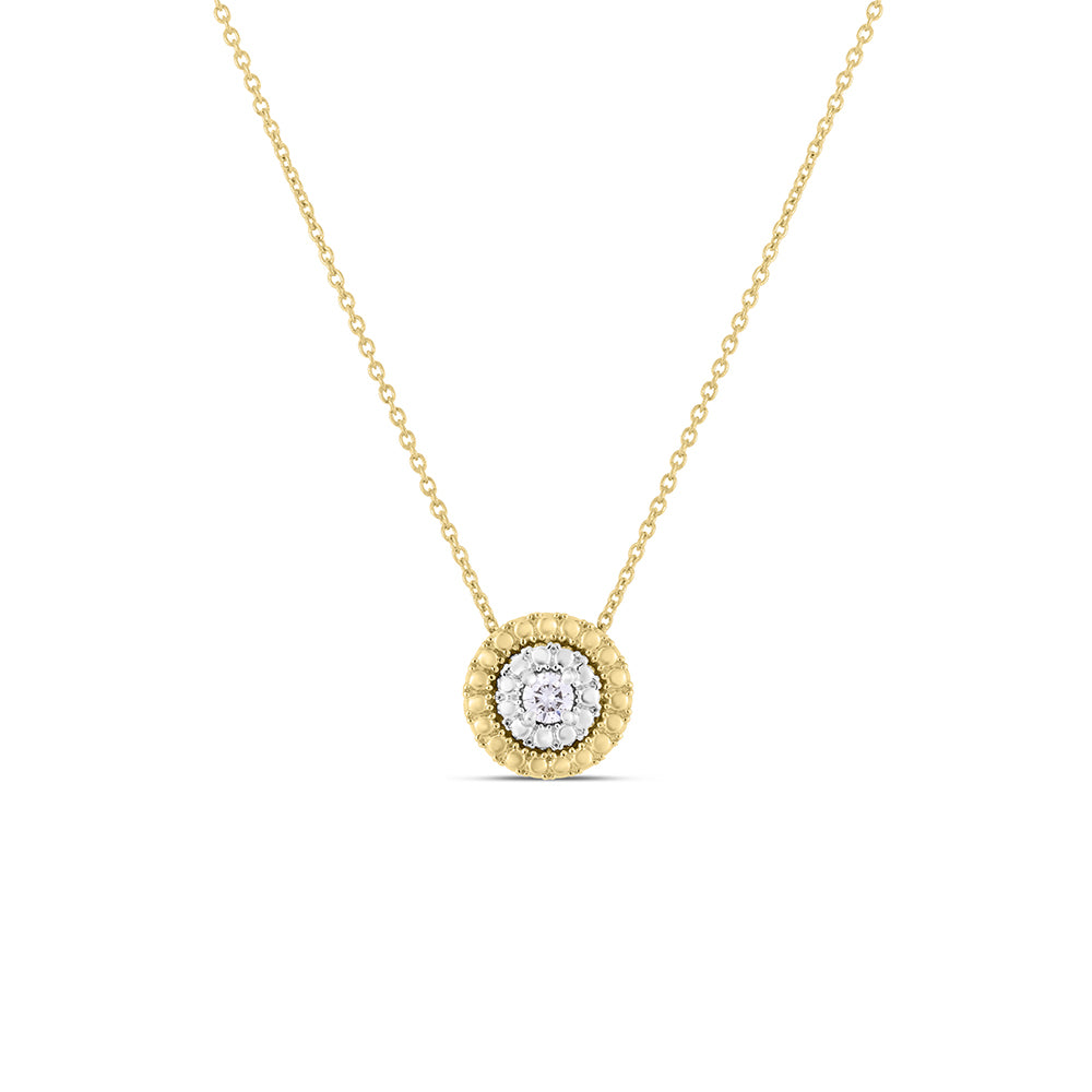 Roberto Coin Siena Small Diamond Dot Necklace in Yellow and White Gold