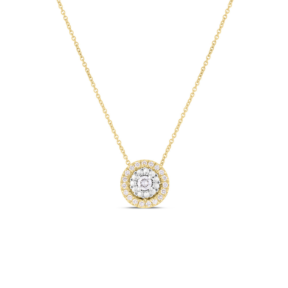 Roberto Coin Siena Small Pave Dot Necklace in Yellow and White Gold