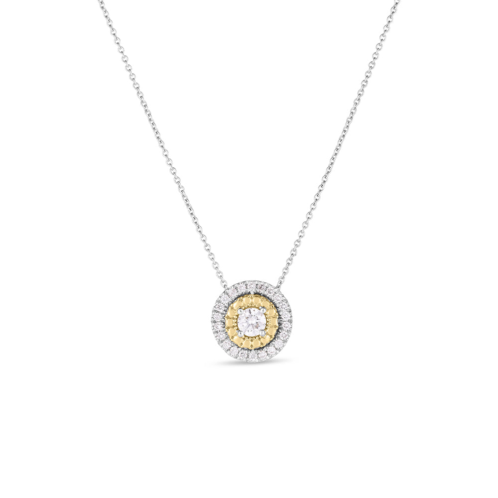 Roberto Coin Siena Large Pave Dot White and Yellow Necklace
