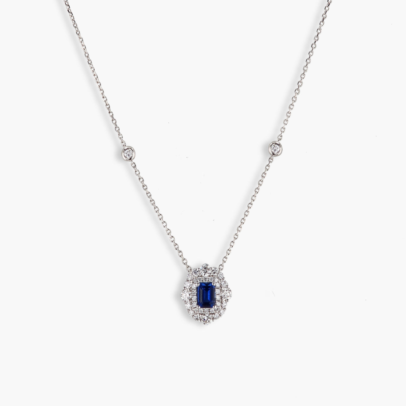 Blue Sapphire Bezel Pendant Necklace